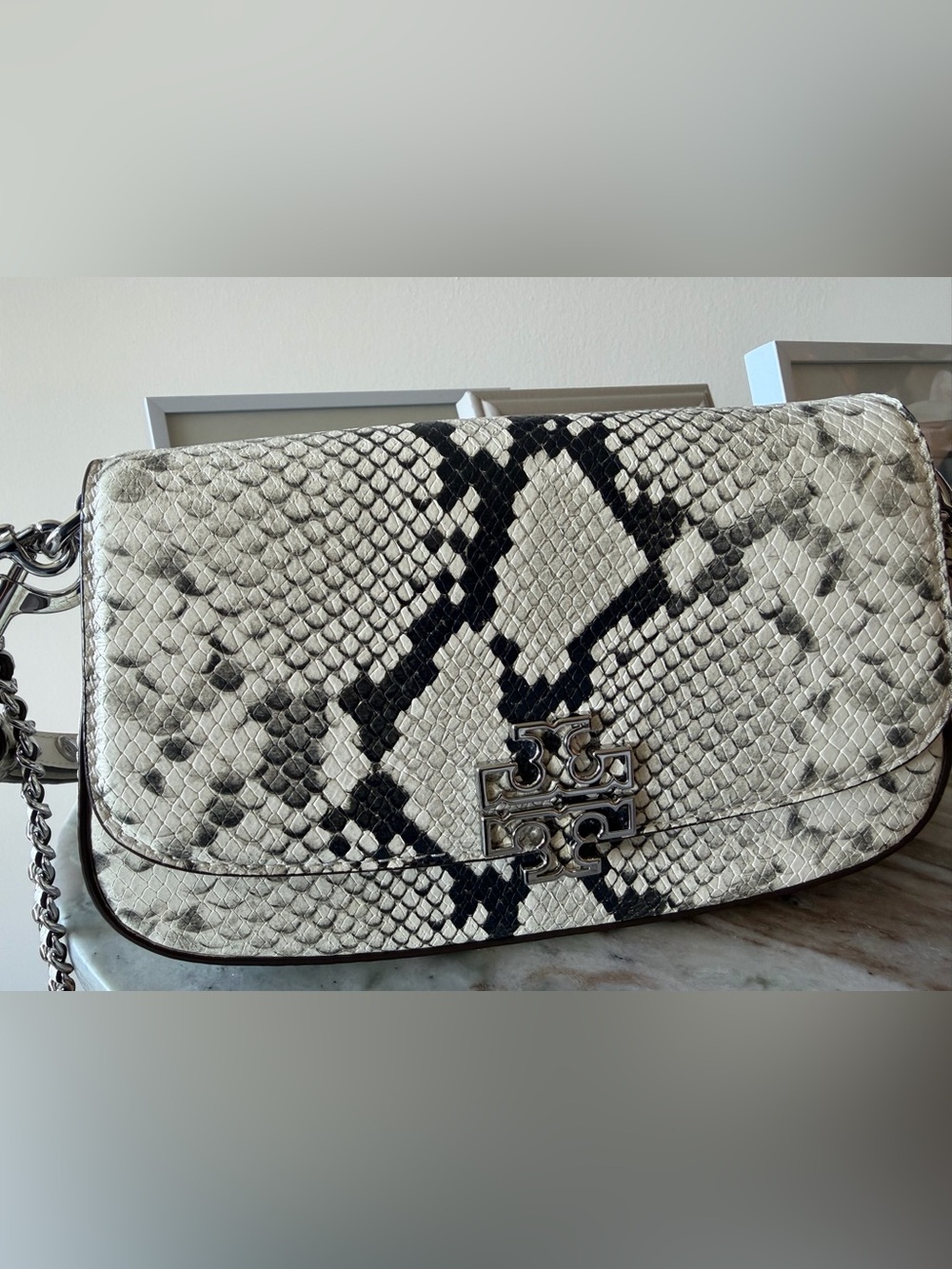 Tory Burch Britten Snake Embossed Convertible Crossbody Bag